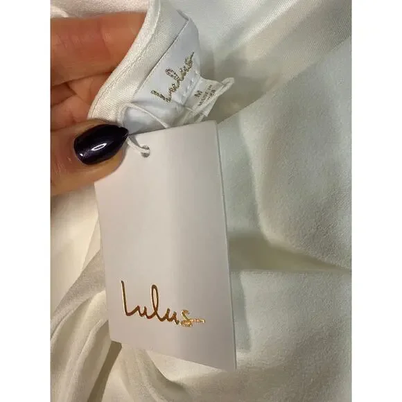 NWT Lulus Loving Fate White Bow Square Neck Backless Maxi Dress Wedding Bride M - Picture 10 of 11